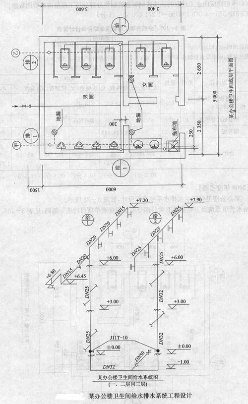 1.某办公楼卫生间给水排水系统工程设计,如图所示给水管道系统及卫生器具有关分部分项工程量清单项目的 造价工程师题库 帮考网