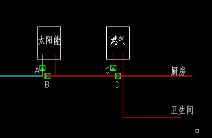 水电改造,燃气热水器和太阳能共用,请问图中管线的问题如何解决